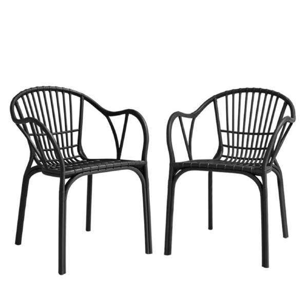 Furb Outdoor Dining Chairs Set of 2 Plastic Kitchen Chair Black