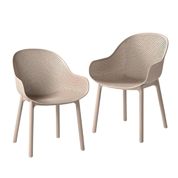 Furb Outdoor Dining Chairs Set of 2 Plastic Kitchen Chair Camel