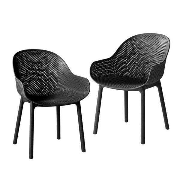 Furb Outdoor Dining Chairs Set of 2 Plastic Kitchen Chair Black