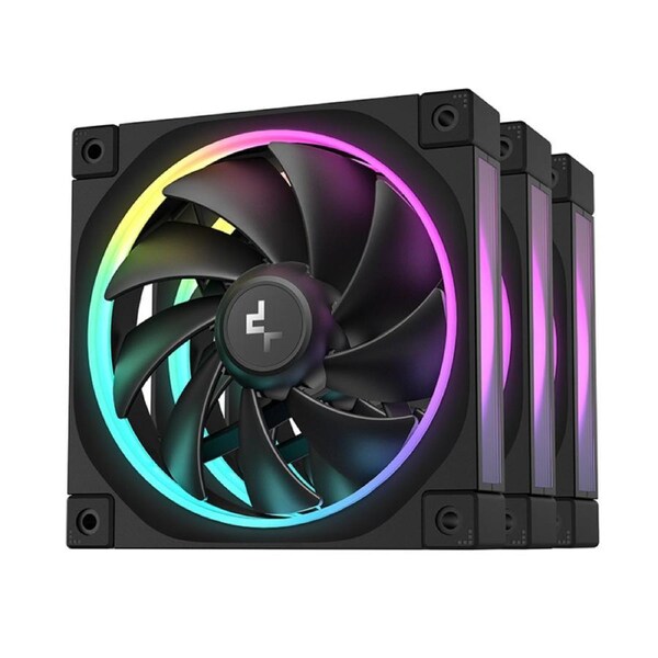 DeepCool FL12 3IN1 (3-Pack) 120mm Unique ARGB Fans, Low Noise, 4-pin PWM, Fluid Dynamic Bearing, Addressable RGB LED
