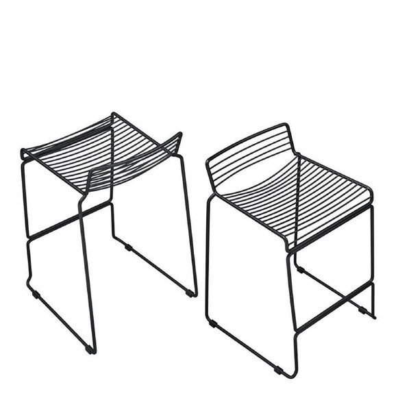 Furb Outdoor Bar Stools Set of 2 Metal Kitchen Counter Bar Stools Black