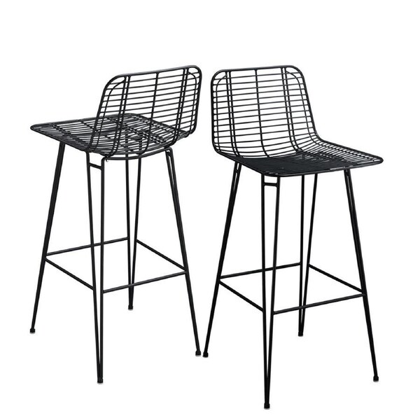 Furb Outdoor Bar Stools Set of 2 Metal Kitchen Counter Bar Stools Black