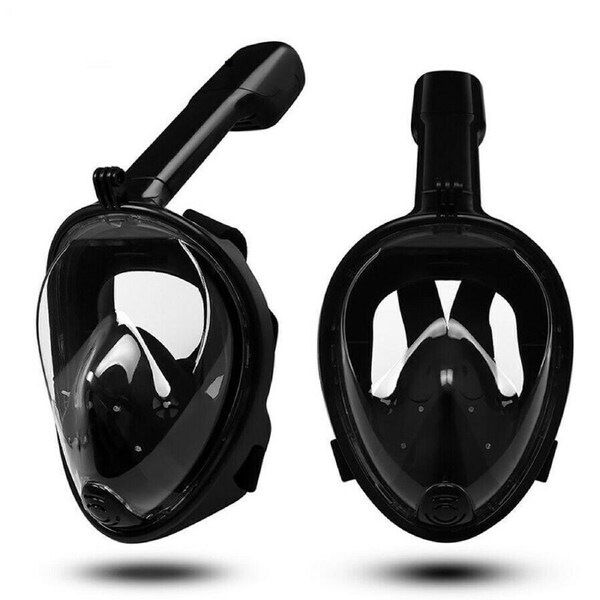 Black Small / Medium Anti Fog Full Face Snorkel Mask Swimming Dive Scuba Goggles with GoPro Mount