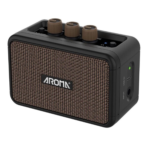 Aroma 5W Rechargeable Portable Electric Guitar Amplifier - Black (Model AG-04)