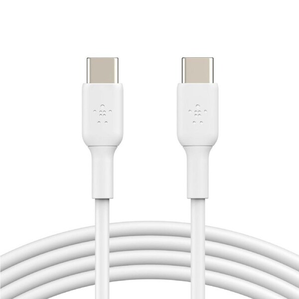 Belkin BoostCharge USB-C to USB-C Cable (1m/3.3ft) - White (CAB003bt1MWH),60W,480Mbps,8K+ bend,Samsung Galaxy,iPad,MacBook,Google,OPPO,Nokia,2YR