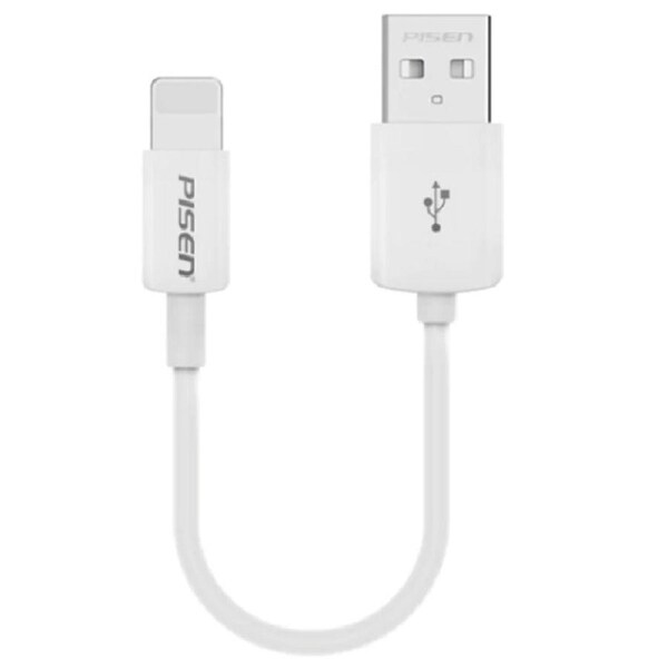 Pisen Lightning to USB-A Cable (20cm) White - Support Both Fast Charging and Data Cable, Stretch-Resistant, Lightweight, Apple iPhone/iPad/MacBook