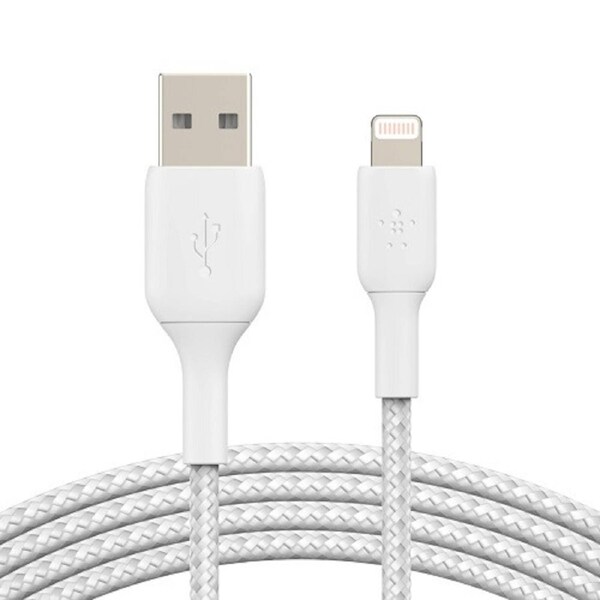 Belkin BoostCharge Braided Lightning to USB-A Cable (1m/3.3ft) - White