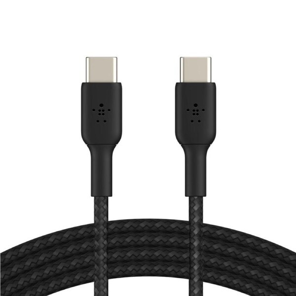 Belkin Boostcharge USB-C to USB-C Braided Cable 0.15M - White (CAB004bt0MWH), 60W, 30K+ bend, Certified by USB-IF to meet all electrical, 2YR