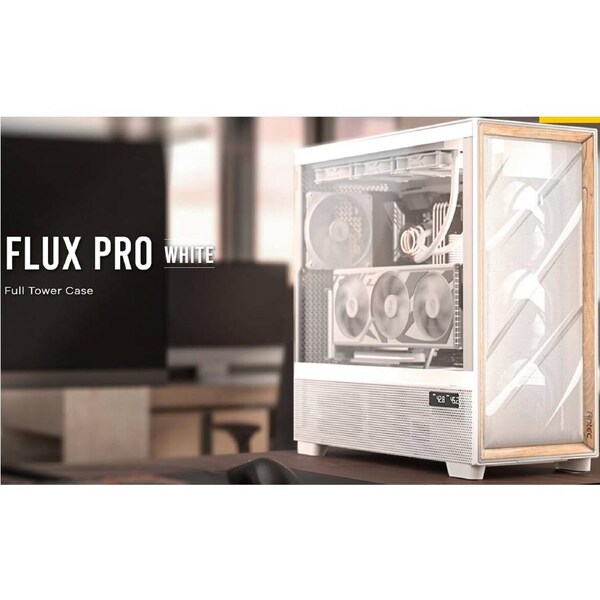 Antec FLUX PRO, E-ATX Premium Birch, Iunity Temperature Display. CPU and GPU LED Display, 6x High Performance Fans, ARGB PWN Ctrl, PSU Shift case