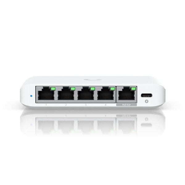 Ubiquiti Flex 2.5G, Flexible, 8-port 2.5 GbE Switch,10 GbE RJ45/SFP+ Combination Uplink Port, Powered With USB-C /PoE+ adapter, 2 Yr Warr