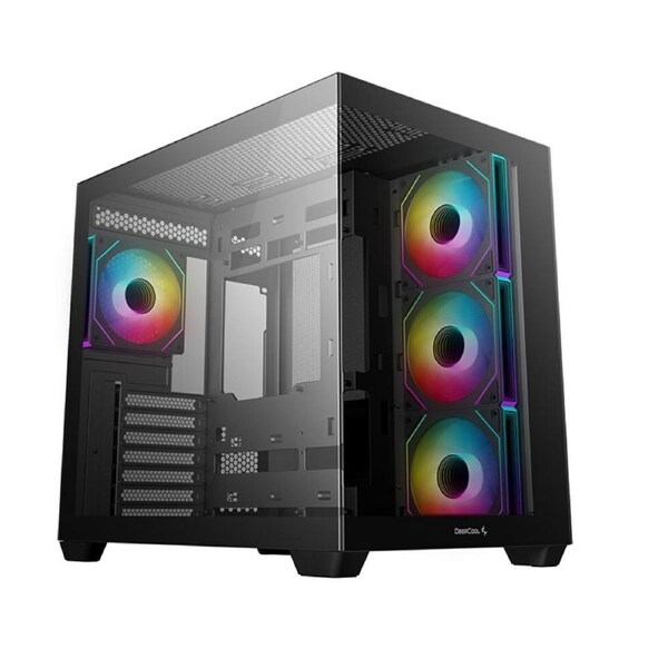 DeepCool CG530 4F ATX Case, Tempered Glass,4 Pre-Instaled Fans, USB3.0, Cable, Supports Rear Connector