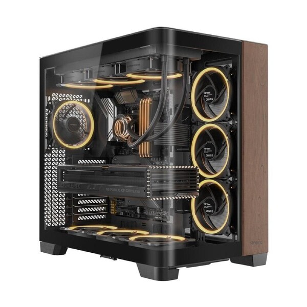 Antec C8 CURVE Wood E-ATX, ATX Seamelss View Front and Side, USB-C, 4mm Tempered Glass, 360mm liquid cooler top, bottom, side. 2x USB 3.0 Black Case.