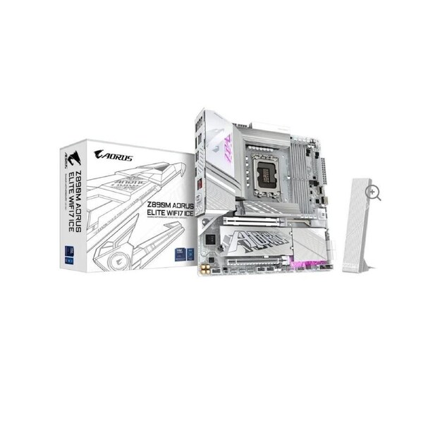 Gigabyte Z890M A ELITE WF7 ICE Intel LGA 1851 m-ATX Motherboard, 4x DDR5 ~256GB, 2x PCI-E x16, 3x M.2, 4x SATA, 5x USB 3.2, 1x USB-C, 4x USB 2.0