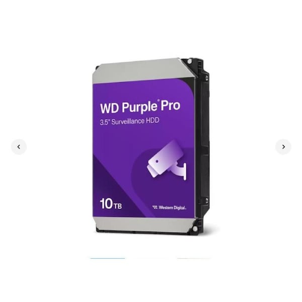 Western Digital WD102PURP Purple Pro 10TB 3.5' Surveillance HDD 7200RPM 256MB SATA3 265MB/s 550TBW 24x7 64 Cameras AV NVR DVR 2.5mil MTBF 5yrs