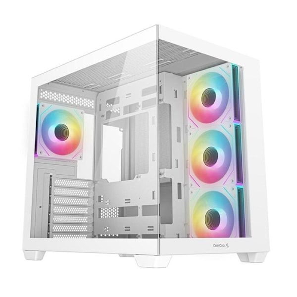 DeepCool CG530 4F WH ATX Case, Tempered Glass,4 Pre-Instaled Fans, Gen2 Type-C x1 Audio/Mic?1, Cable, Supports Rear Connect