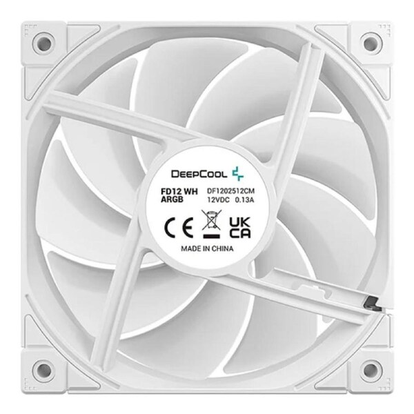 DeepCool FD12 WH ARGB Performance 120mm Case Fans, 4-pin PWM, 400~2050 RPM, Hydro Bearing, Addressable RGB LED