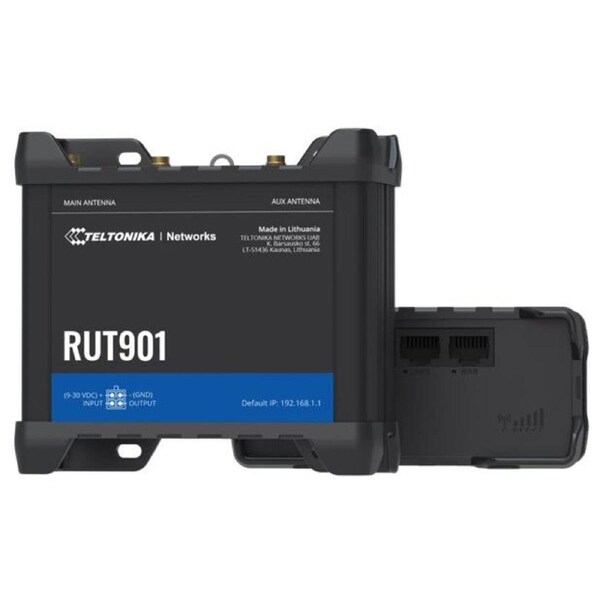 Teltonika RUT901 Industrial Cellular Router, 4G LTE (Cat 4), Dual SIM, Wi-Fi, MQTT, Modbus TCP, DNP3, PSU included