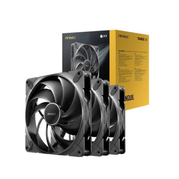 Antec Tranquil140, PWM, 2000RPM, 59.23CFM, 2.46mm , 4 Pin PWM Connector, 140mm x 25mm Performance case Fan, Tranquil Series 3 Pack