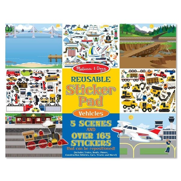 Melissa & Doug Reusable Sticker Pad Vehicles Kids/Childrens Interactive Toy 3+