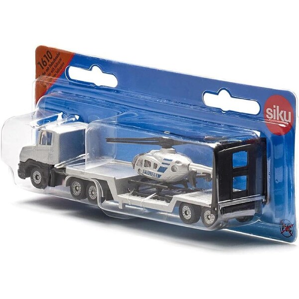Siku 1610 Low Loader Truck w/ Helicopter Diecast Metal 158mm Kids Play Toy 3y+