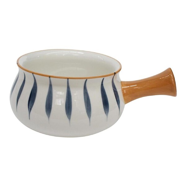 Ceramic 18.5cm Tapas Bowl Dash w/ Handle Round Serving Dinnerware White/Brown