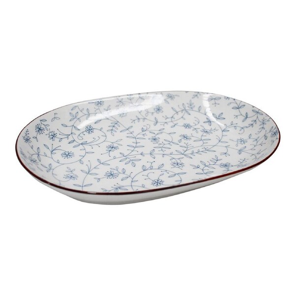 Vine Ceramic 19.5cm Food Serving Plate Dish Oval Decorative Tableware White