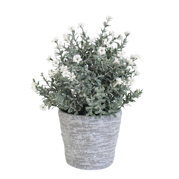 Potted 20cm Plastic White Flowers Faux/Fake Artificial Plant Home Garden Decor