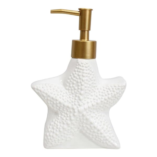 Ceramic/Plastic 18.5cm Starfish Liquid Soap/Shampoo Dispenser Pump Bottle White