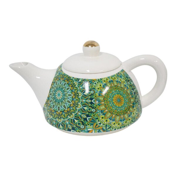 Aquamarine 19.5cm Teapot Porcelain/Metal Decorative Brewing Tea Pot w/ Handle