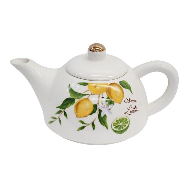 Lemon 19.5cm Teapot Porcelain/Metal Decorative Brewing Container Pot w/ Handle
