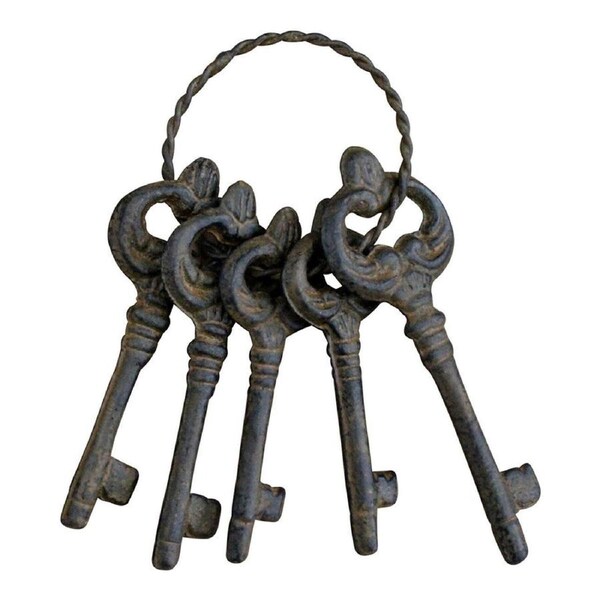 Metal 20cm Rustic Keys Outdoor Garden/Yard Ornament Antique Vintage Decor Black