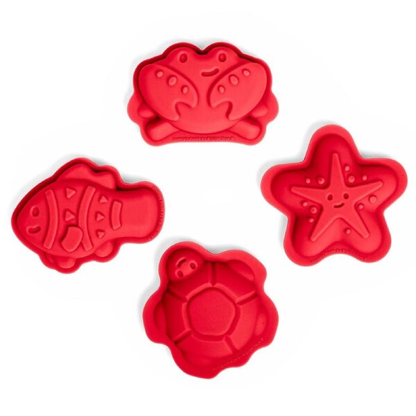 4pc Bigjigs Toys Sand Mould Set Kids/Children Outdoor Beach Toy Cherry Red 18m+