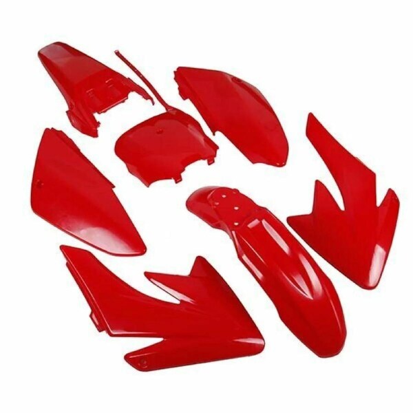 TDR CRF70 Red Plastic Fender Kit 7PCS Fairing Style for 125cc 140cc 150cc 160cc 200cc 250cc Dirt Bike Pitpro Thumpstar Atomic Pit Trail