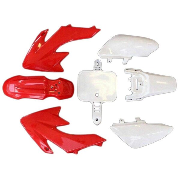 TDR Red White Plastic Fairing Fender Kit 7PCS for CRF50 Style Pit Dirt Bike 50cc 70cc 90cc 110cc 120cc 125cc Thumpstar Pitpro Atomic TDR Offroad Body Panel Replacement