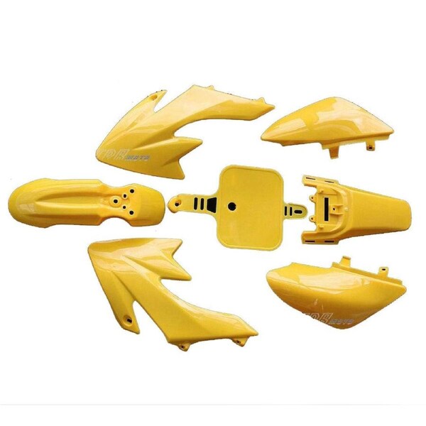 TDR Yellow Plastic Fairing Fender Guard Kit for CRF50 Style Pit Dirt Bike 50cc 70cc 90cc 110cc 120cc 125cc 7PCS Body Panel Set for Thumpstar Pitpro Atomic CRF 50 Offroad Replacement