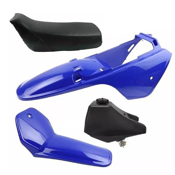 TDR Blue Plastic Fender Seat Fuel Tank Kit for Yamaha PW80 PY80 PeeWee 80 Aftermarket Parts Black Tank Black Seat Front Rear Guards Set Replacement