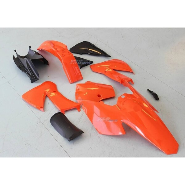 TDR Orange Plastic Fender Fairing Kit for KTM85 SX85 Styled KTM250 Copy Model Chinese Pit Dirt Bike Aftermarket Guard Rear Front Side Panels Number Plate Radiator Scoops