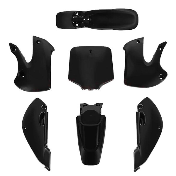 TDR Full Black Plastic Fender Kit 7PCS for KLX110 2000-2009 125cc 140cc 150cc 160cc 200cc 250cc Dirt Pit Trail Bike TDR Orion Focico Thumpstar Pitpro Atomik KLX 110 Style