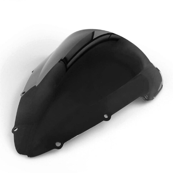 TDR Black Double Bubble Windscreen Windshield Honda CBR600F4i CBR 600 F4i 2001 2002 2003 2004 2005 2006 2007 ABS Plastic Screen Aftermarket Part Pre-Drilled Holes Motorcycle Replacement