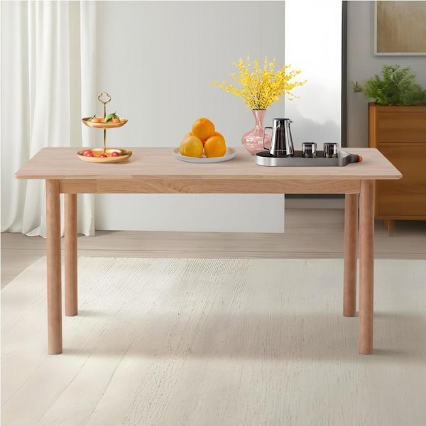 140cm Wooden Dining Table for Kitchen Cafe Restaurant Rectangle Natural Wood