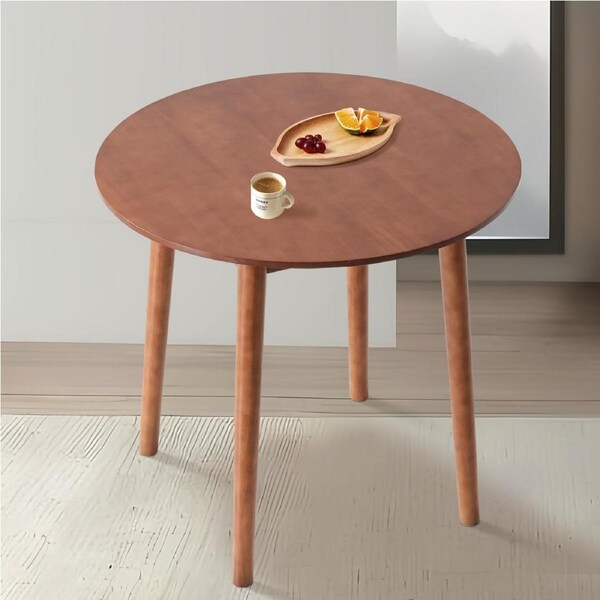 100cm Round Wooden Dining Table for Kitchen Cafe Restaurant - Walnut