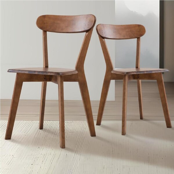 2x Louis Wooden Dining Chairs for Kitchen Cafe Restaurant -Walnut