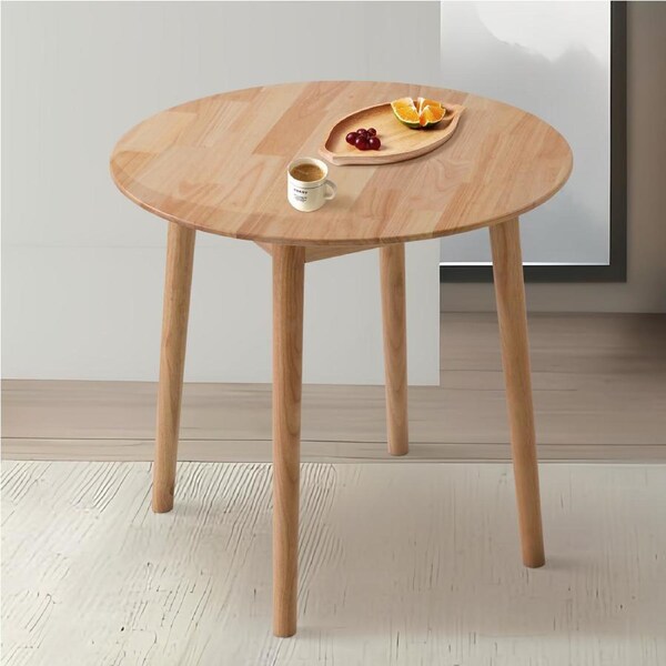 100cm Round Wooden Dining Table for Kitchen Cafe Restaurant - Natural Wood