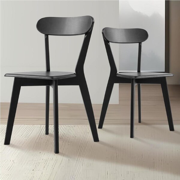 2x Louis Wooden Dining Chairs for Kitchen Cafe Restaurant -Black
