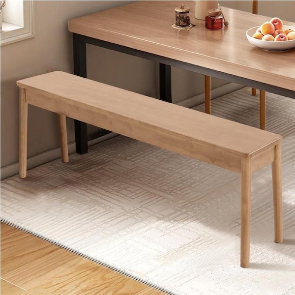 120cm Rectangle Dining Bench Wooden Seat Chair for Home Cafe Restaurant -Natural Wood