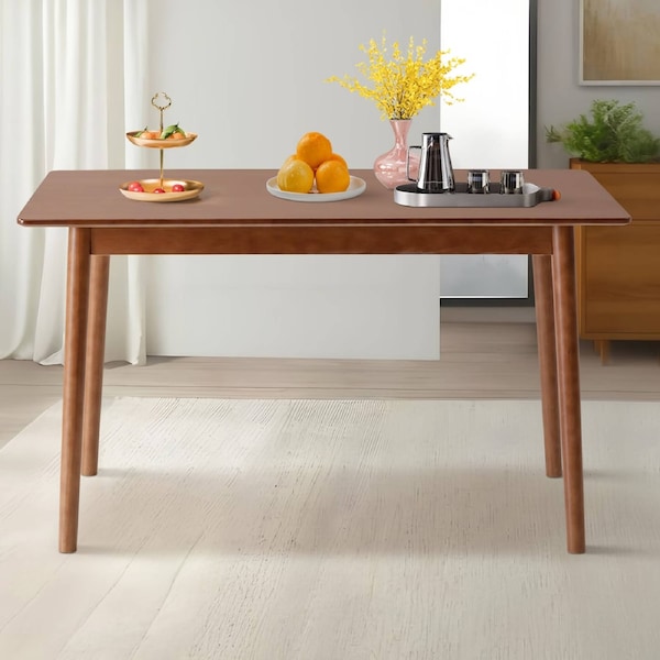 140cm Wooden Dining Table for Kitchen Cafe Restaurant Rectangle Walnut