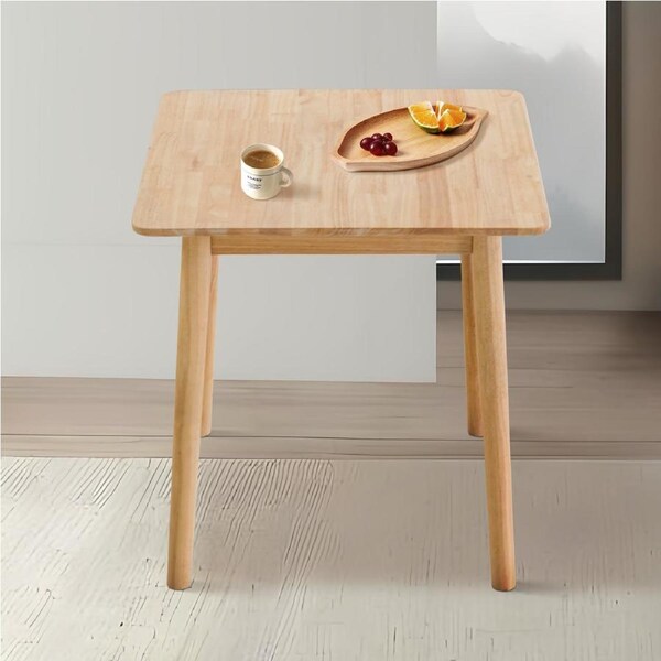 80cm Wooden Dining Table for Kitchen Cafe Restaurant Square -Natural Wood