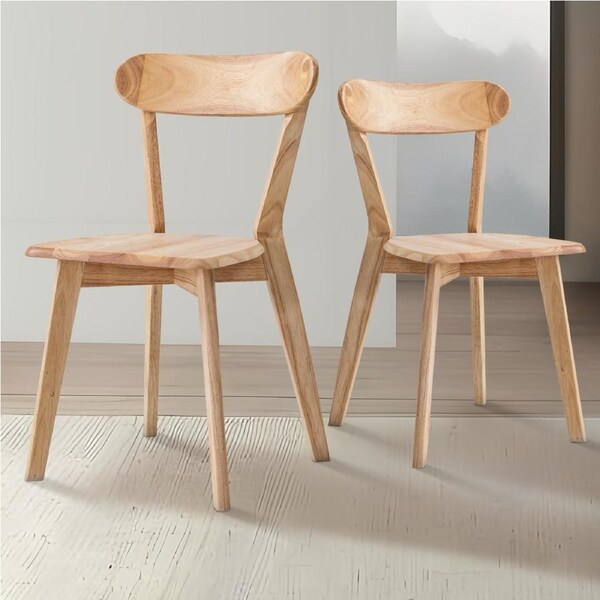 2x Louis Wooden Dining Chairs for Kitchen Cafe Restaurant -Natural Wood