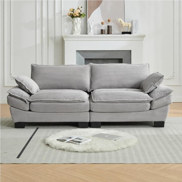 HOMFURN Modern 3 Seater Sofa, Convertible Cloud Sofa, Grey