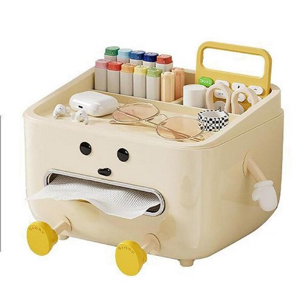 Cute Desktop Storage Box Multifunctional Paper Towel Organizer for Household Use